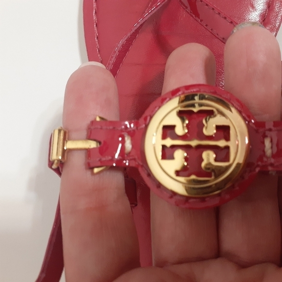 TORY burch women's ali equestrian thong sandals pink flats, size 7.5 - Picture 8 of 15